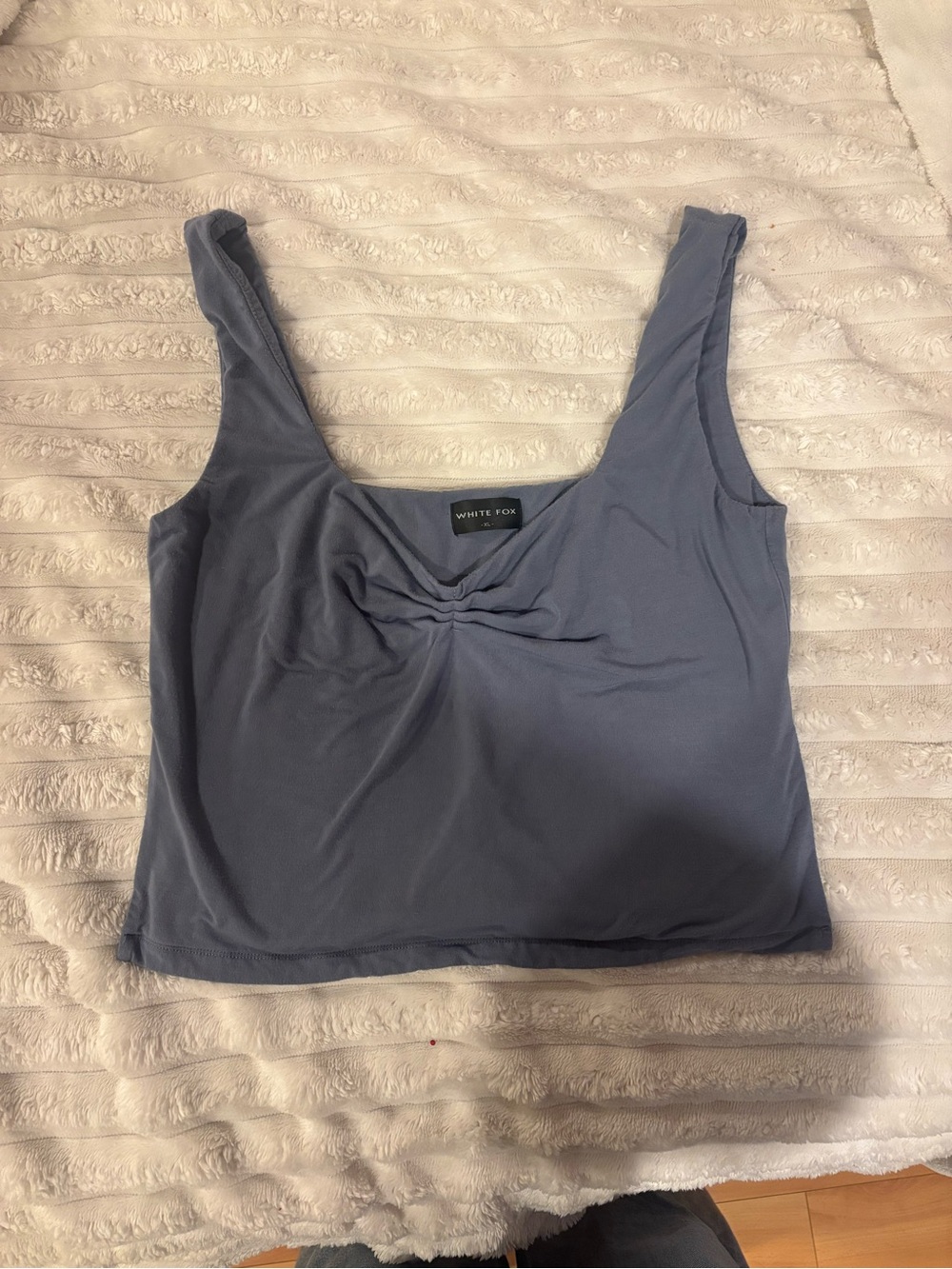 White Fox Boutique Dusty Blue Crop Tank Top